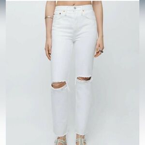 RE/DONE 70s Destroyed High Rise Stovepipe - white